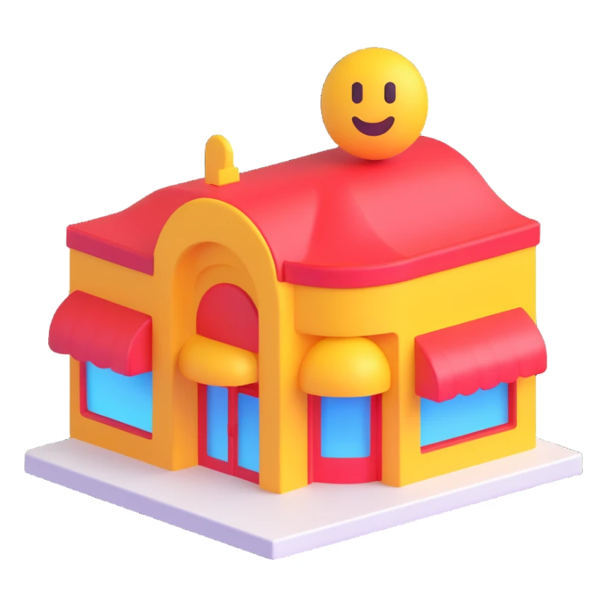 store icon, 3D emoji style, rounded and friendly sticker