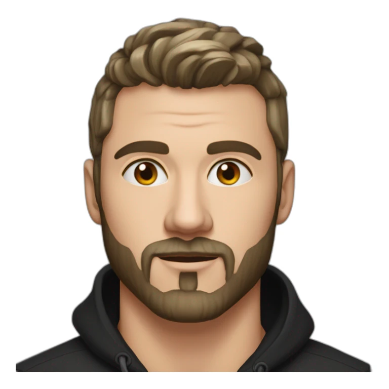 Russian 💪 man aged 30 wearing gold chain with black buzz hair and short beard sticker