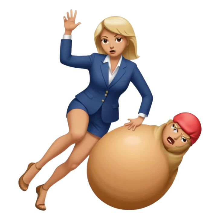 woman kicking donald trump in the testicles sticker