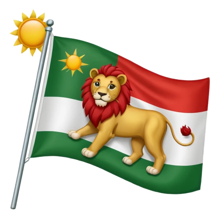 A flag with Lion & sun & green , withe & red color in the background of flag sticker