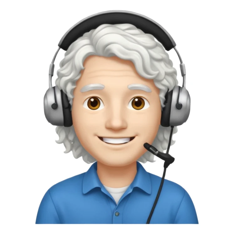 young pc tech guy with long curly white hair, no glasses sticker