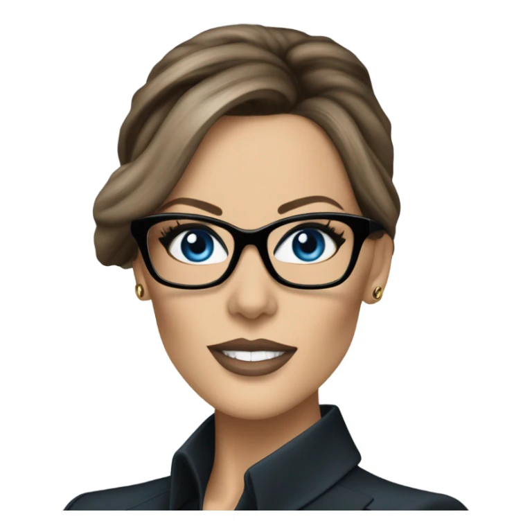Hyper Realistic photo Kate Beckinsale blue eyes wearing glasses in a business meeting high fashion  sticker