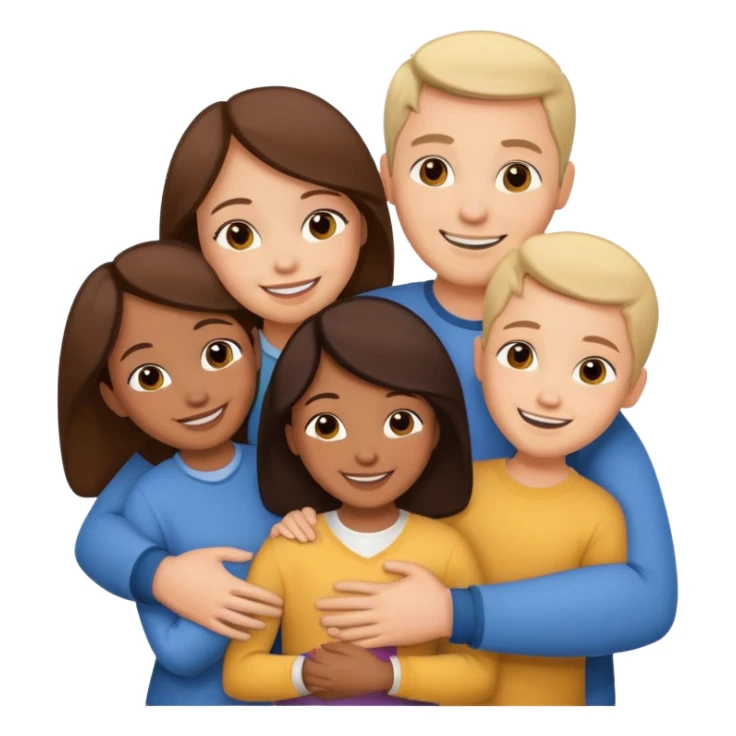 family of 5 hugging each other sticker