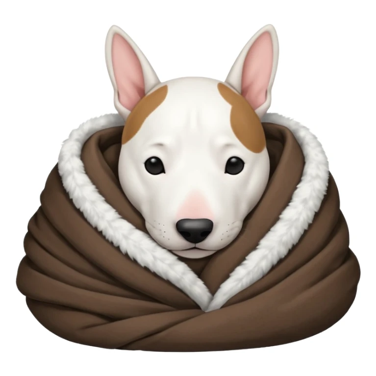 bull terrier sleeping cozy with blanket black head and ears sticker