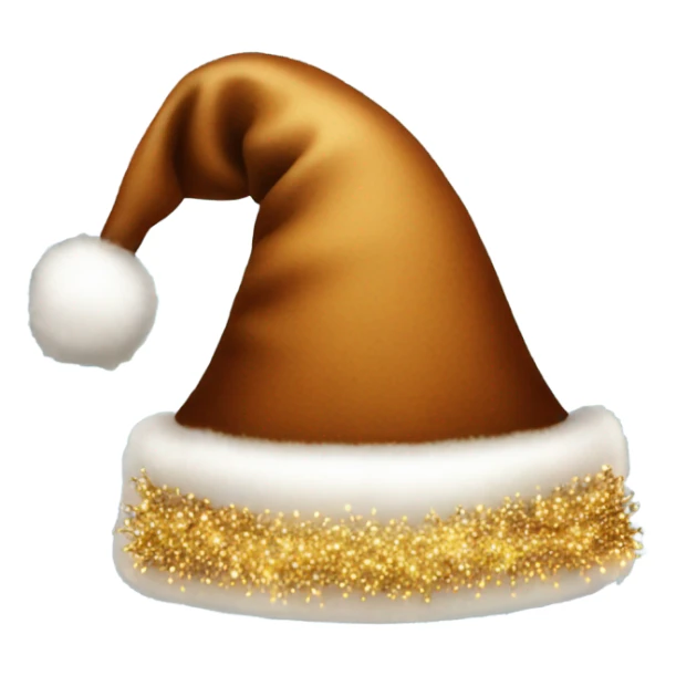 brown santa claus hat with shimmering garland sticker