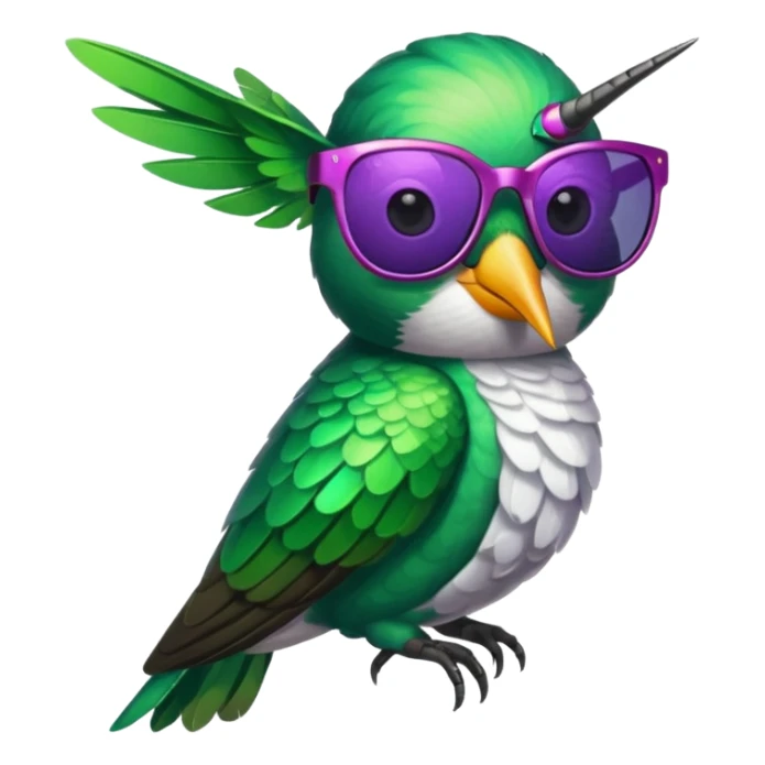 green hummingbird with sunglasses sticker