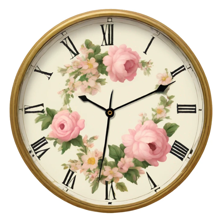 vintage rococo light pink dainty floral clock sticker