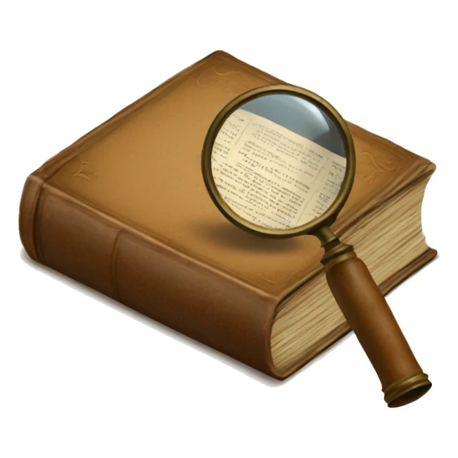 vintage book with magnifying glass sticker