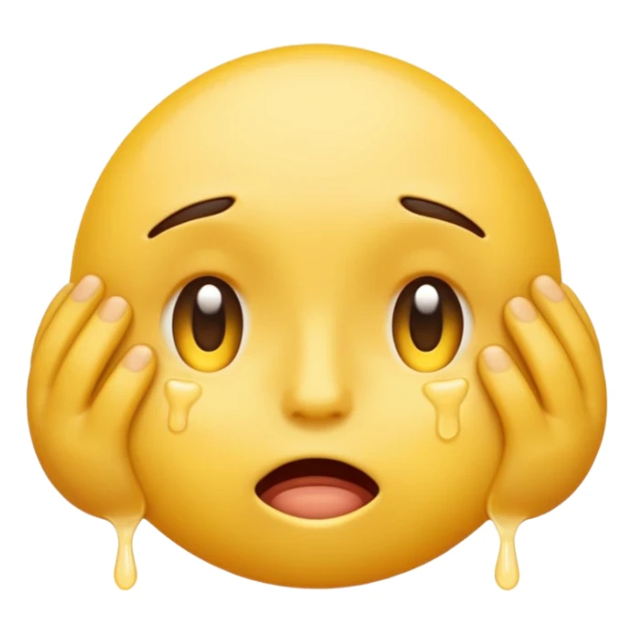 embarrased yellow emoji sqeezing eyes shut with sweat coming down the face hidding sticker