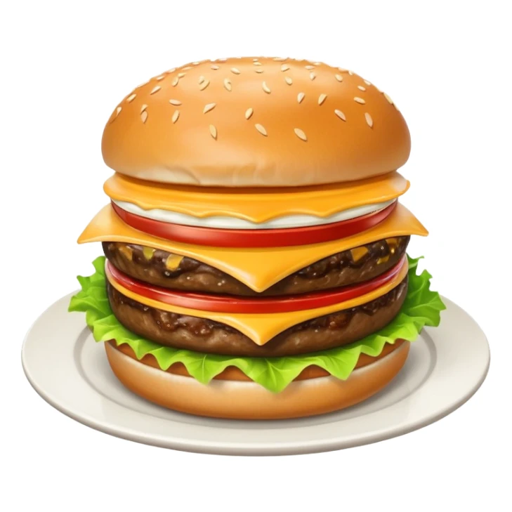 i want a Cheeseburger and Fries with a angle to 15–20° gentle bird’s-eye angle with 2white and red Sause on white plate  sticker