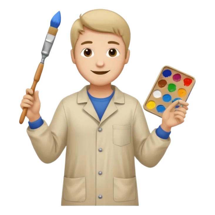 happy man painting a picture full body sticker