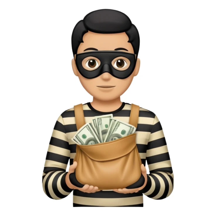 A Burglar Emoji,holding a cashbaf sticker