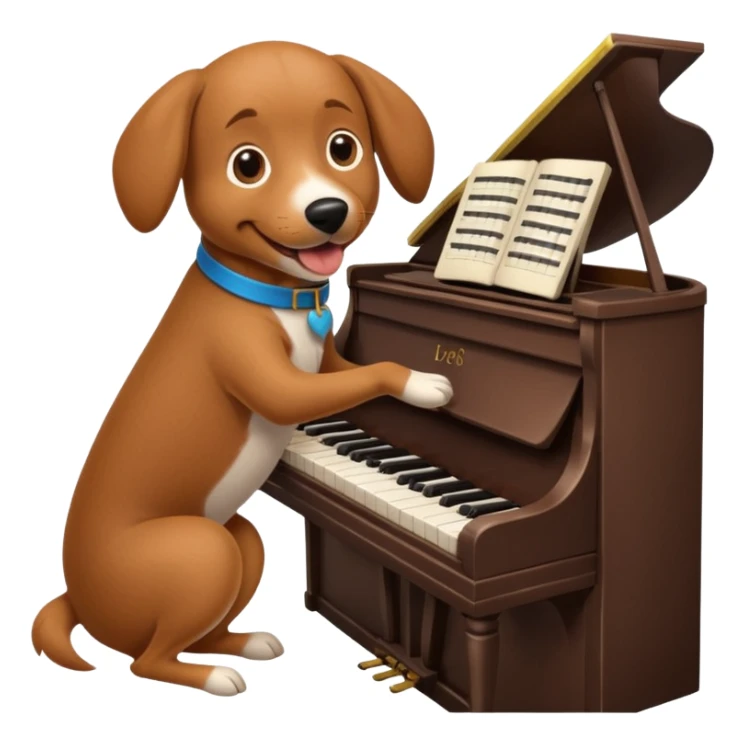 Un chien qui joue du piano sticker