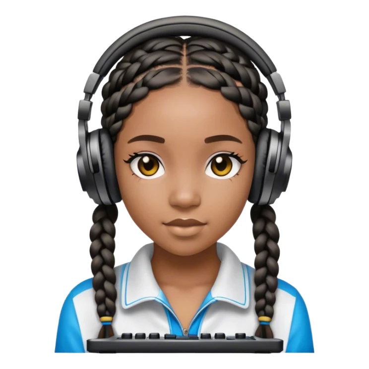Black teen girl DJ with braids sticker