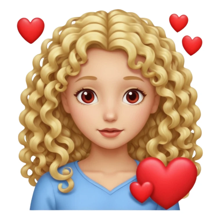 blonde girl with curly long hair and hearts for eyes sticker