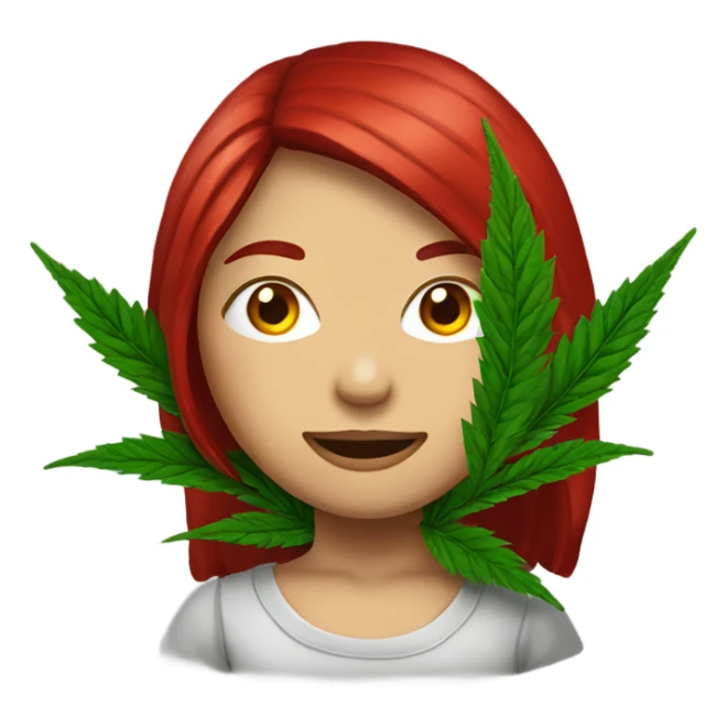 female blood red hair, marijuana plant  sticker