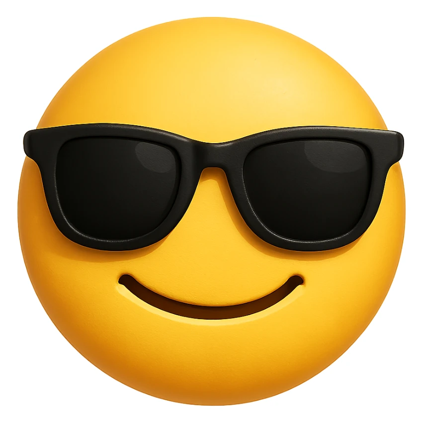 yellow emoji with a cool face sticker