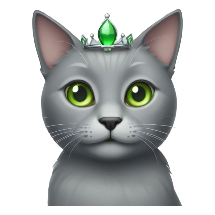 Grey cat with green eyes and a Princess crown  sticker