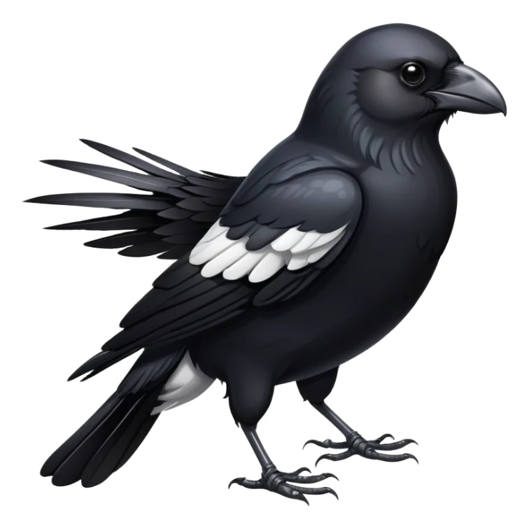 crow with black body and white breast feathers sticker