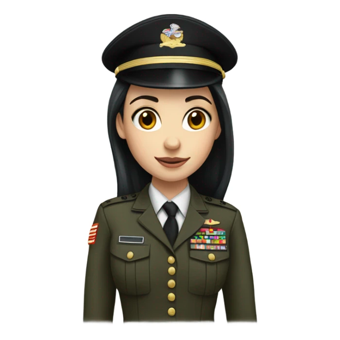 Pale light skin girl with black long hair wearing marine corps uniform  sticker