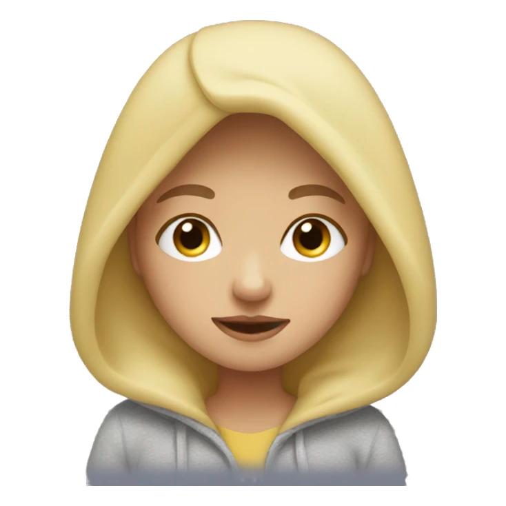 Blonde girl wearing a snuggle hoodie sticker