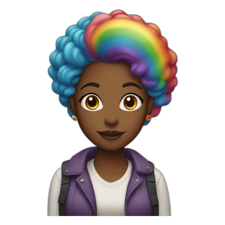black lady with rainbow hair sticker