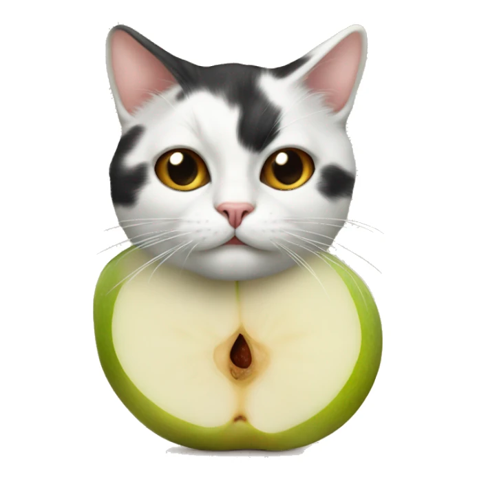 A calico pear with a face of a cat sticker