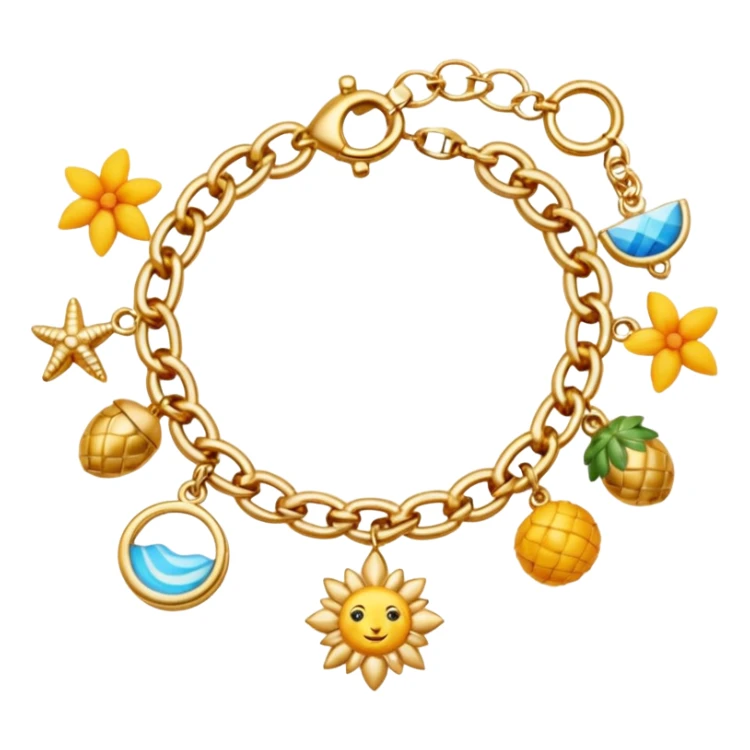 a golden bracelet with summer charms sticker