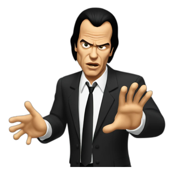 Vincent Vega from Pulp Fiction with the hands gesturing confusion sticker
