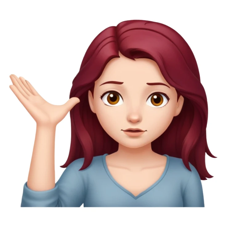 Beautiful long burgundy haired girl, shrugging shoulders sticker