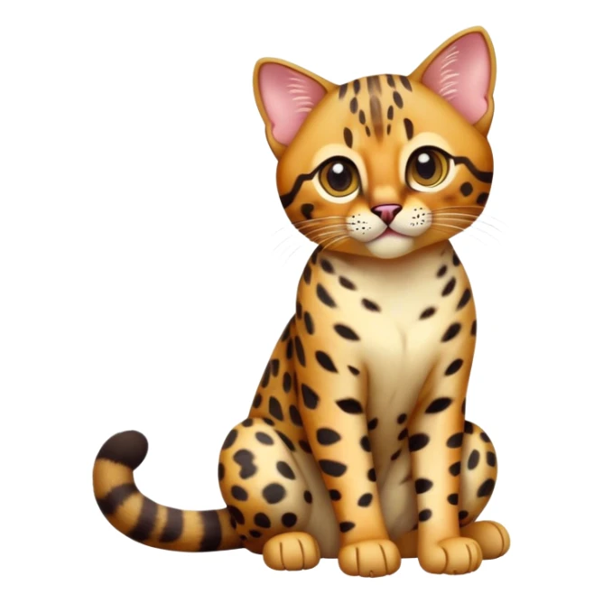 cinematic-[Bengal cat]-realistic-full-body-sitting-emoji,-tail-curled-playfully-around-its-paws,-head-tilted-dramatically,-sleek-[leopard patterned]-fur,-simplified-yet-hilariously-adorable-features,-highly-detailed,-glowing-with-an-almost-sarcastic-glow sticker