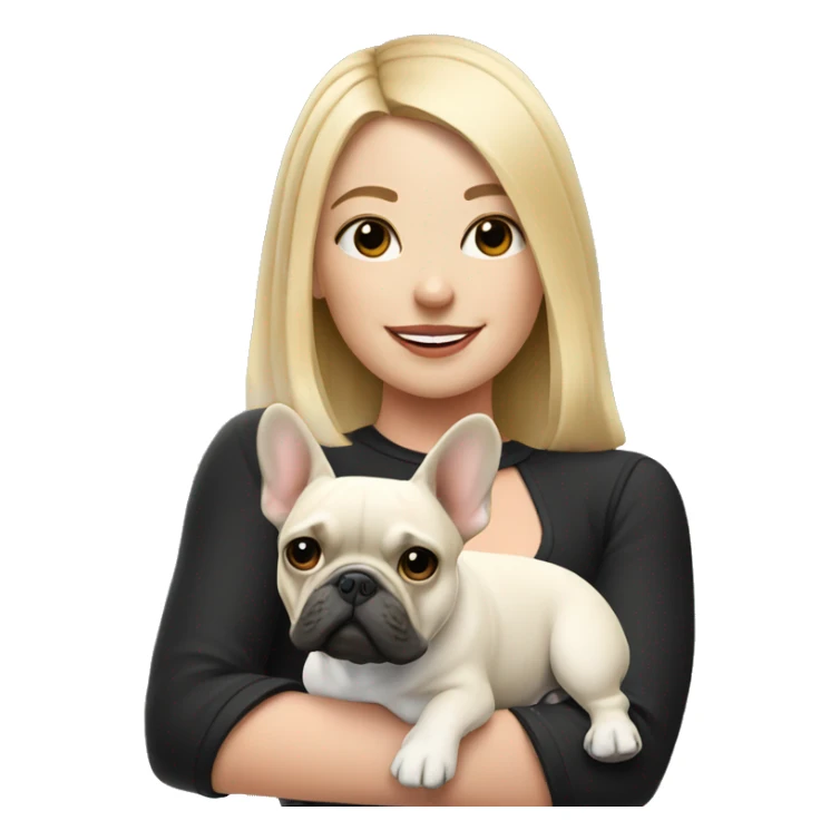 Blonde girl with black/white French bulldog sticker