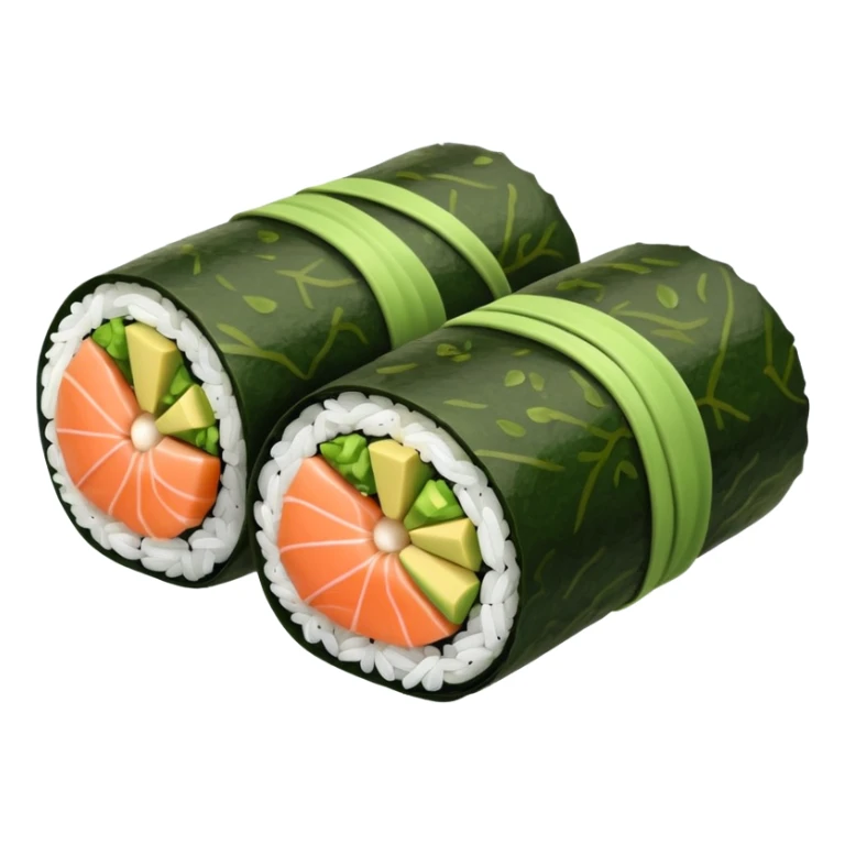 ["Salmon and avocado sushi roll wrapped in seaweed."] sticker