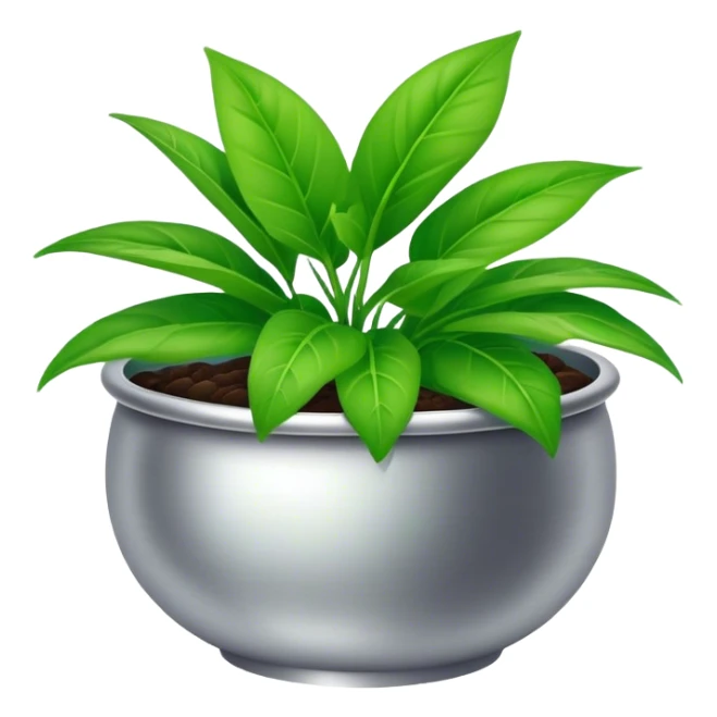 green plant in silver bowl sticker