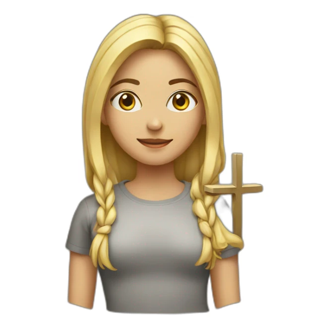 Woman with a cross t-shirt sticker