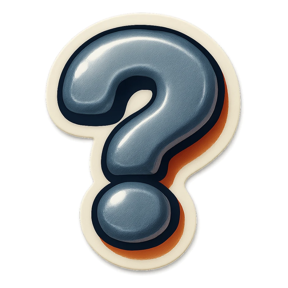 gray question mark badge sticker