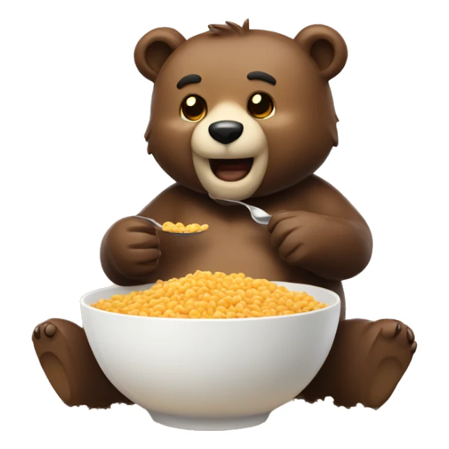 Bear eating a bowl of cereals sticker