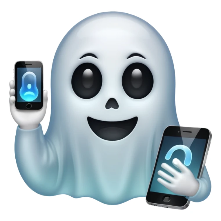 ghost emoji with a phone beside sticker