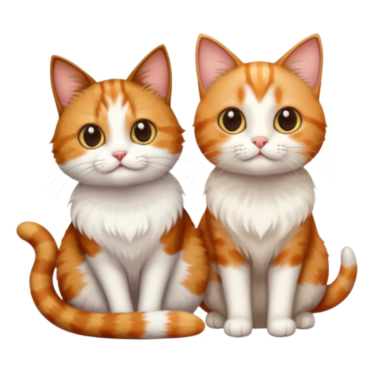 3 different coloured small cats including a dark brown tabby and white, and a patchy calico, and a ginger and white sticker