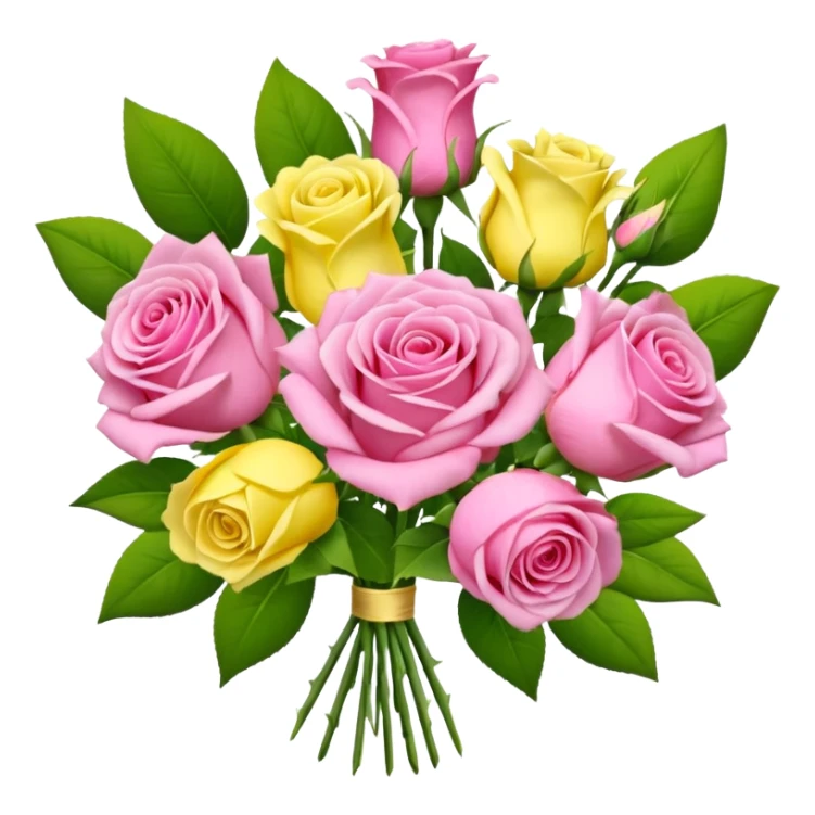 A mixed bouquet of pink roses and yellow lisianthus sticker