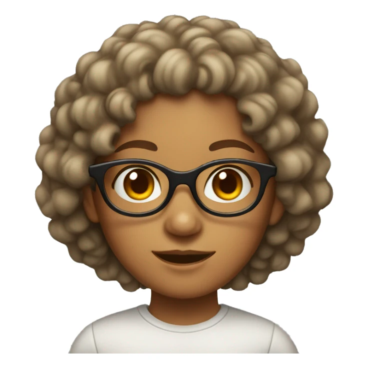 Curly head girl with a tan with clear glasses sticker