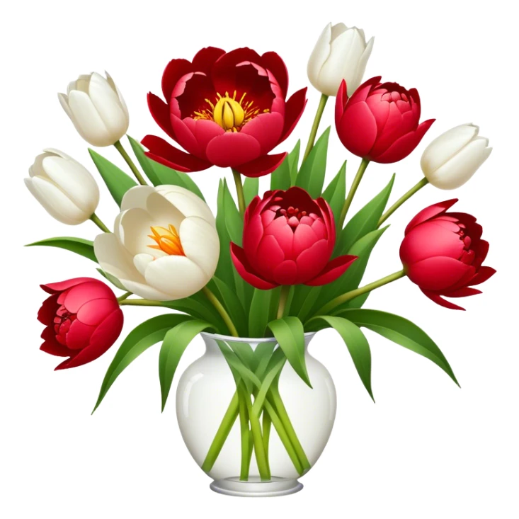 Rote Pfingstrosen und weiße Tulpen sticker