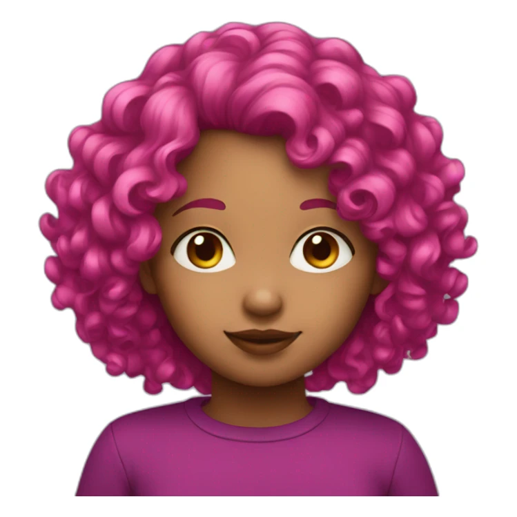 Girl curly magenta hair sticker