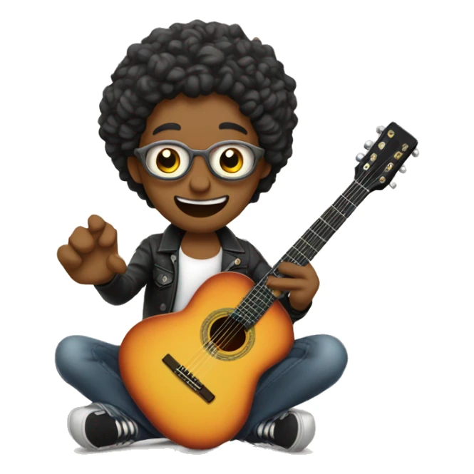 Chico con rulos y una guitarra sticker
