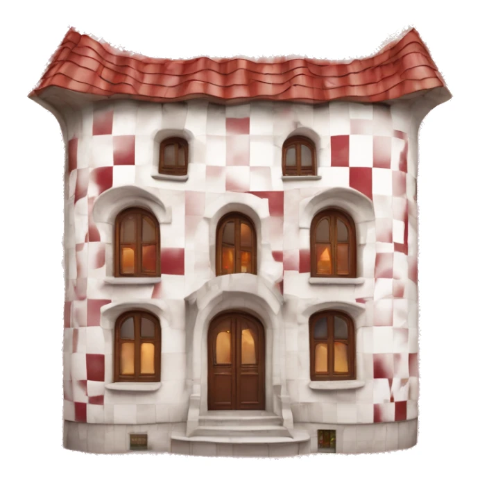 Gaudí red and white checker board walls house sticker