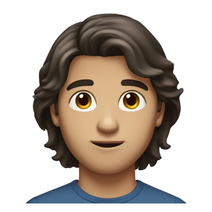 men dark long hair small round face brown eyes  sticker