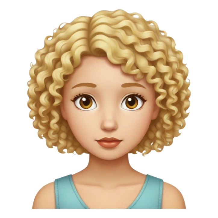 A girl with short blonde curly hair lightskin sticker