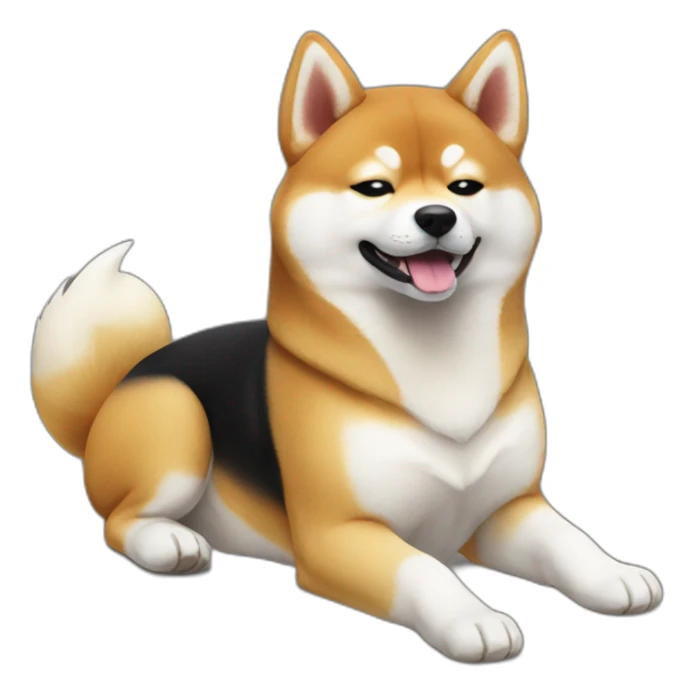 shiba inu full body sit photo 3/4 back paws like lying down sticker