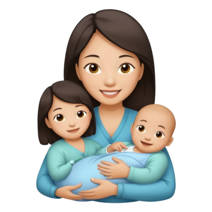 A Chinese mother with her newborn. sticker