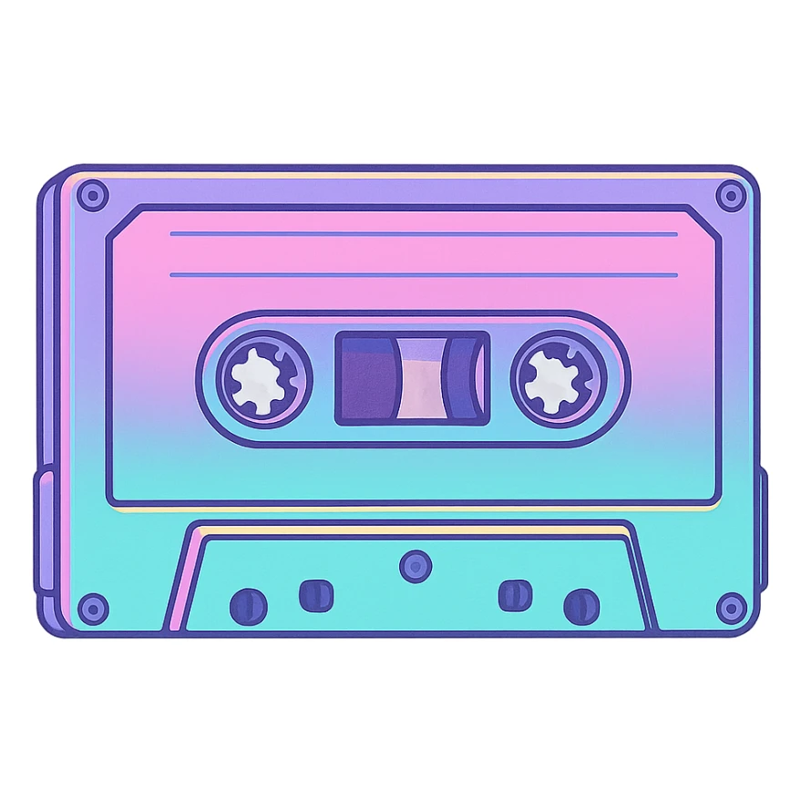 vaporwave style cassette tape, pastel colors sticker